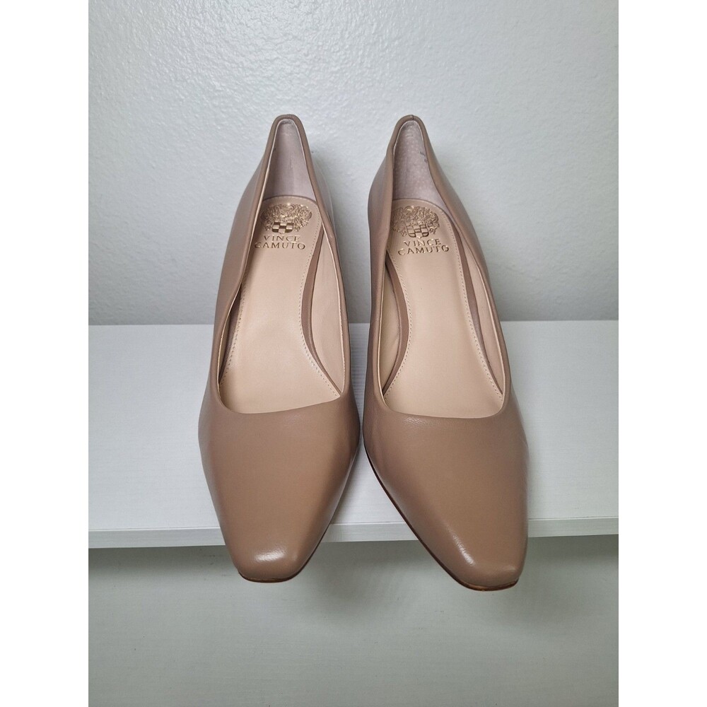 Vince Camuto Diletta High Heel Pump Leather Beige Wedge Shoe 9M - Picture 4 of 8